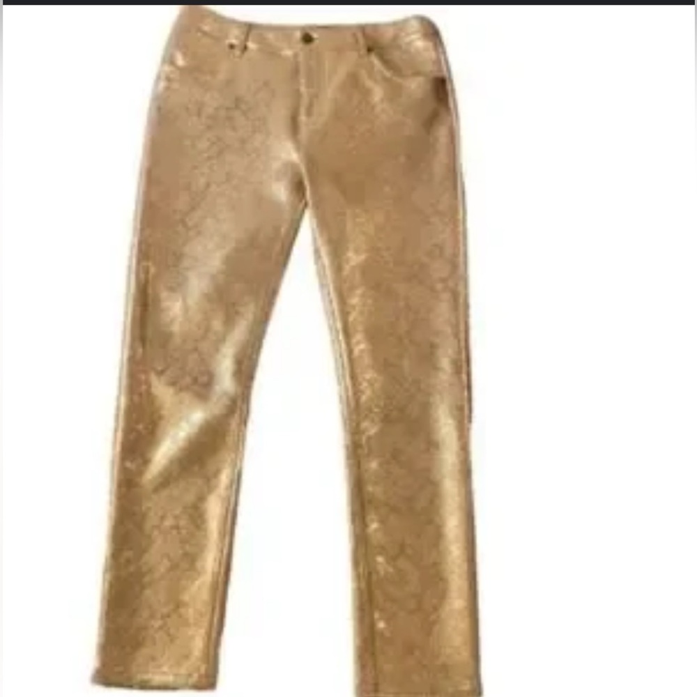 E39 By ERIC Gold Shimmer Snakeskin Pattern Pants Modern Fit Sz 8 BoldArtsy Party